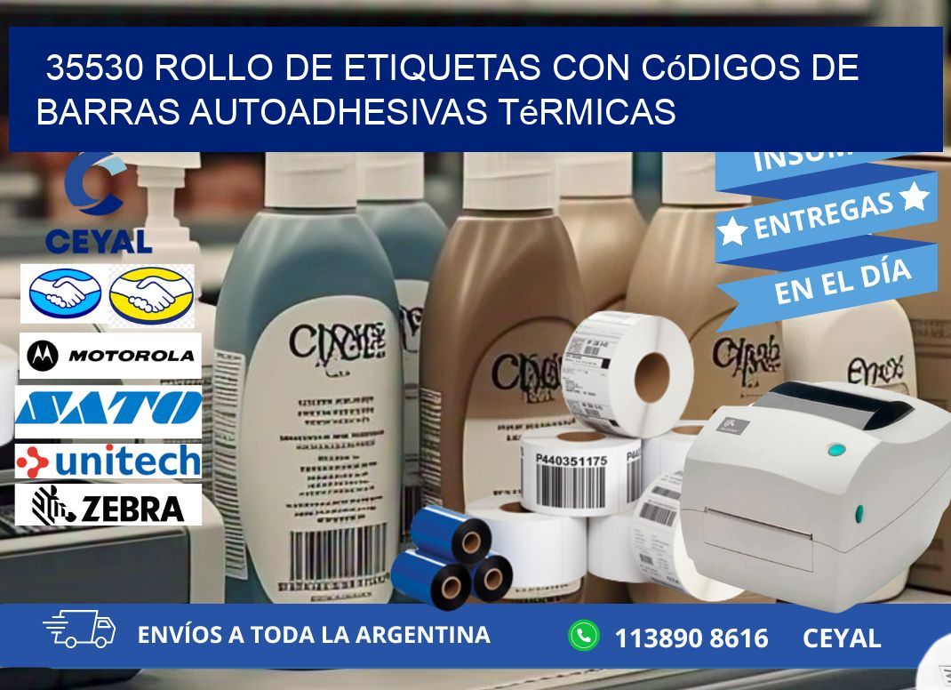 35530 Rollo de etiquetas con códigos de barras autoadhesivas térmicas