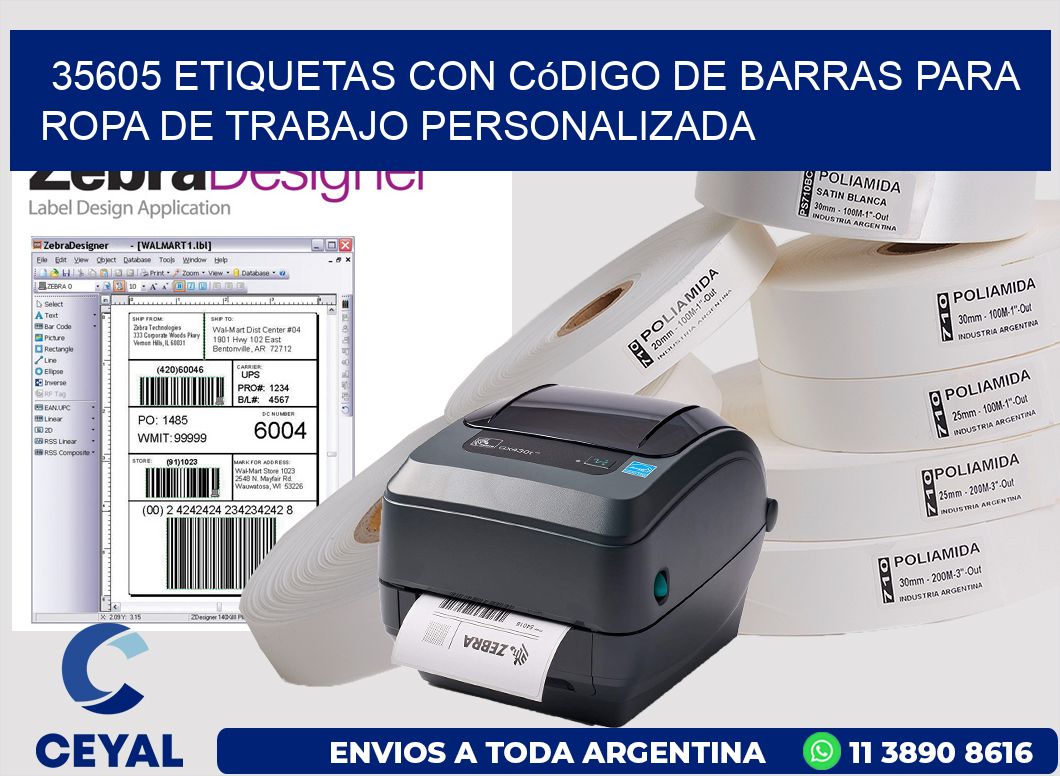 35605 Etiquetas con código de barras para ropa de trabajo personalizada