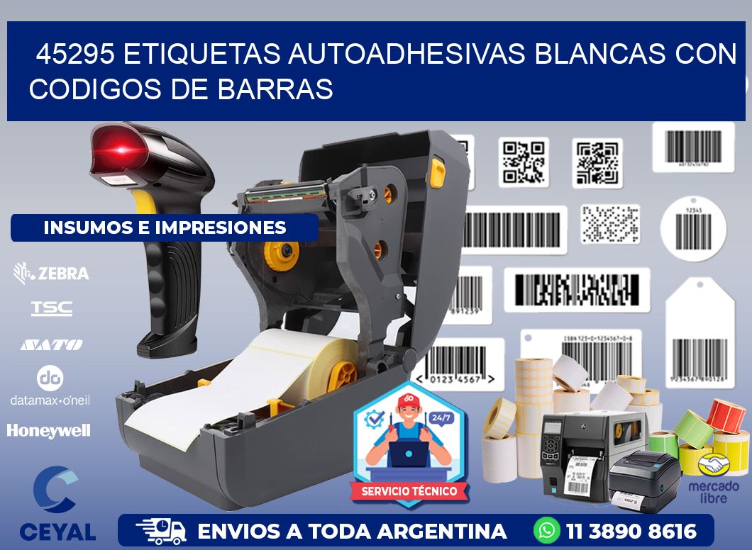 45295 etiquetas autoadhesivas blancas con codigos de barras