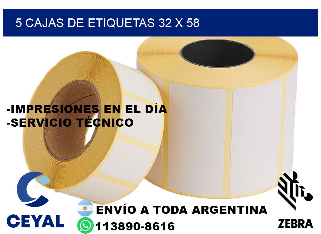 5 cajas de etiquetas 32 x 58