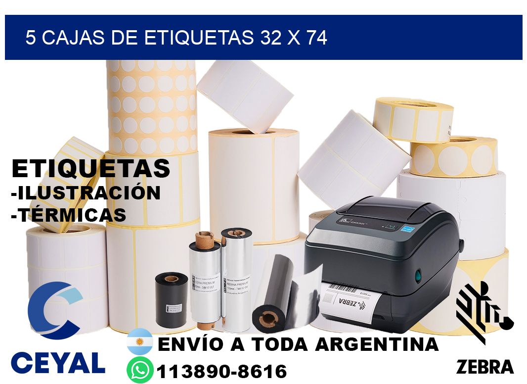 5 cajas de etiquetas 32 x 74
