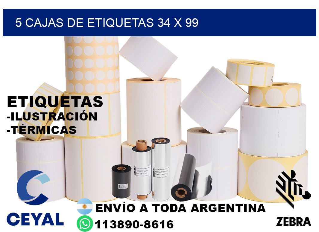 5 cajas de etiquetas 34 x 99