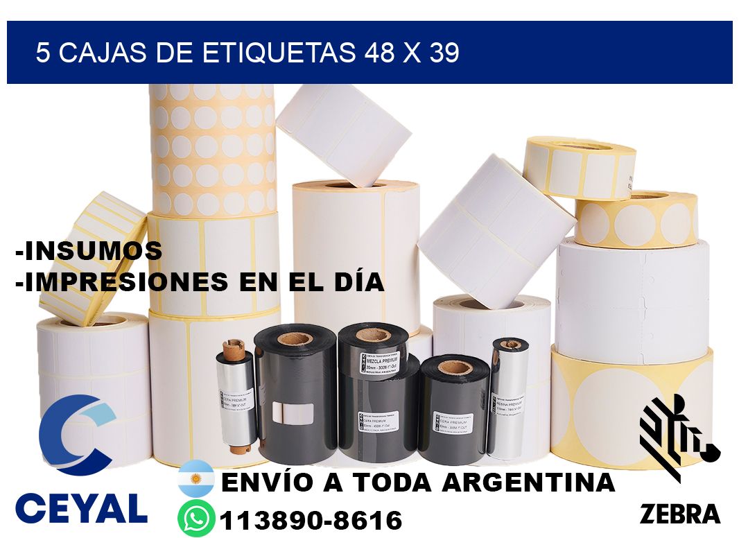 5 cajas de etiquetas 48 x 39