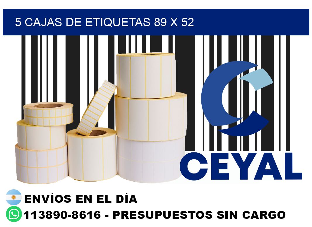 5 cajas de etiquetas 89 x 52