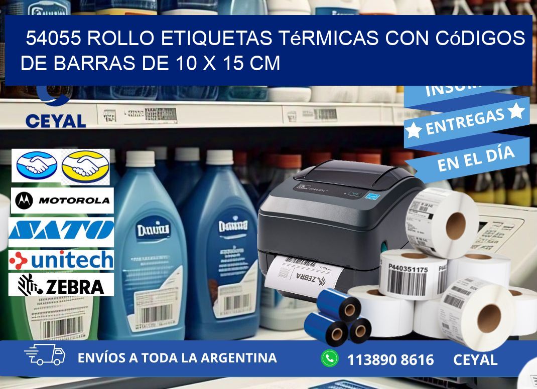 54055 Rollo etiquetas térmicas con Códigos de Barras de 10 x 15 cm