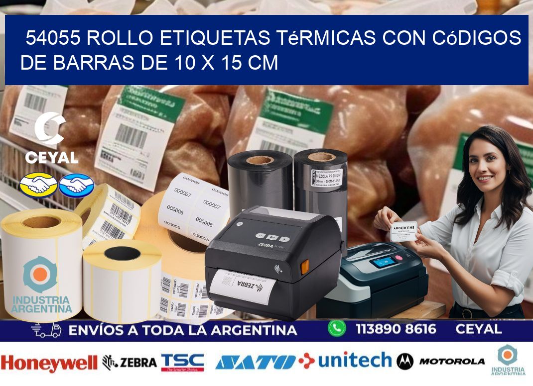 54055 Rollo etiquetas térmicas con Códigos de Barras de 10 x 15 cm