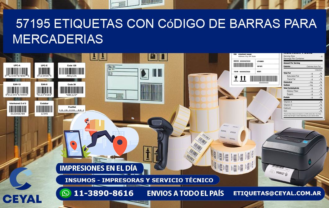 57195 etiquetas con código de barras para mercaderias