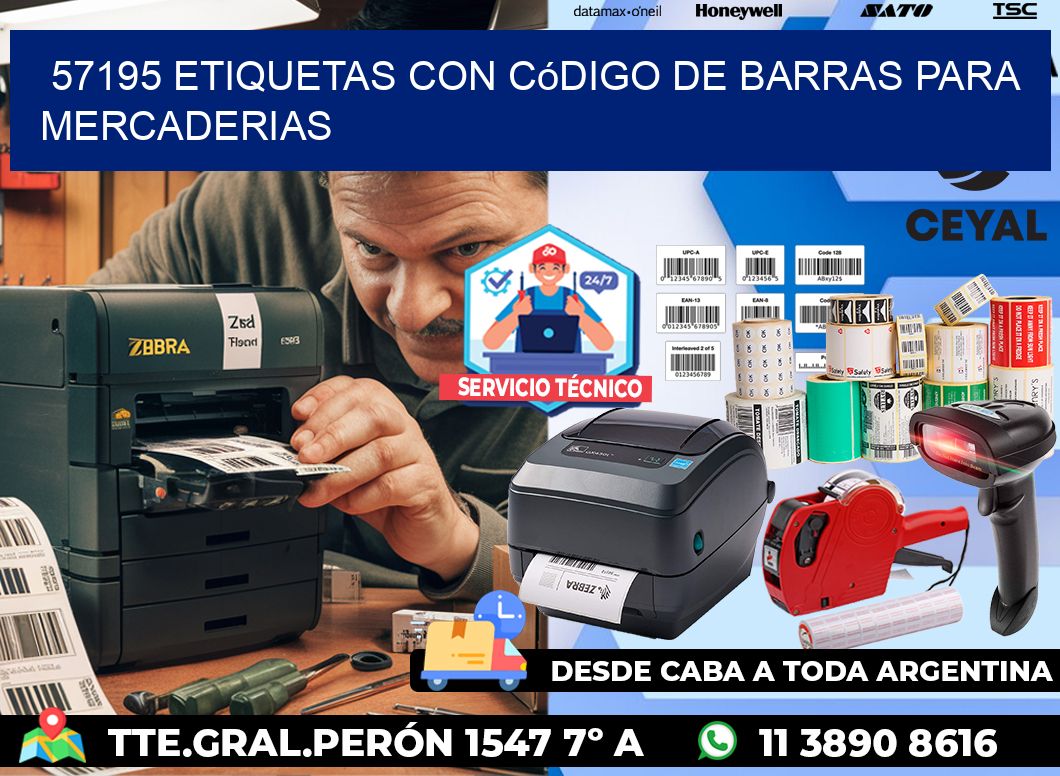 57195 etiquetas con código de barras para mercaderias