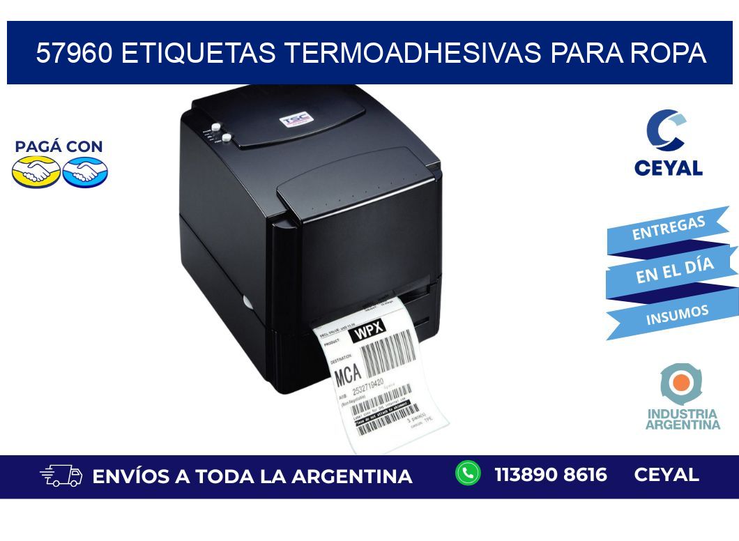 57960 Etiquetas termoadhesivas para ropa