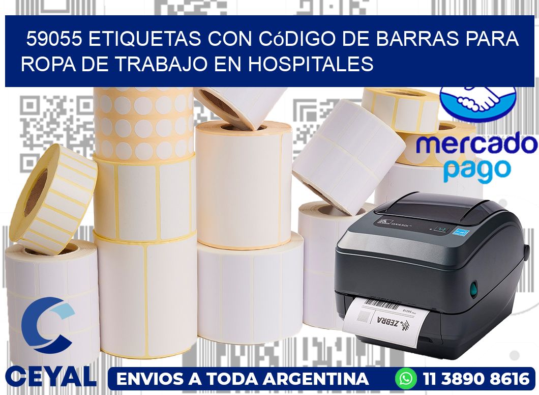 59055 Etiquetas con código de barras para ropa de trabajo en hospitales