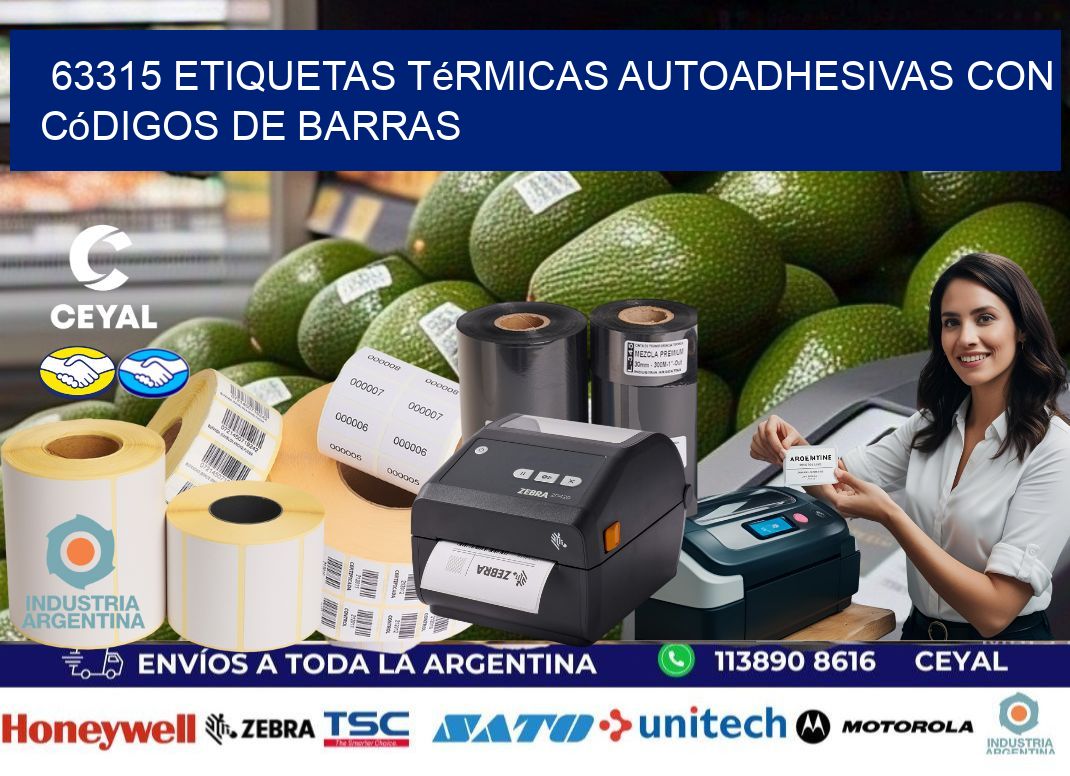 63315 Etiquetas térmicas autoadhesivas con códigos de barras