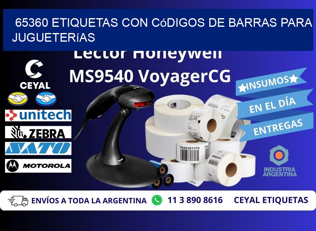 65360 etiquetas con códigos de barras para jugueterías