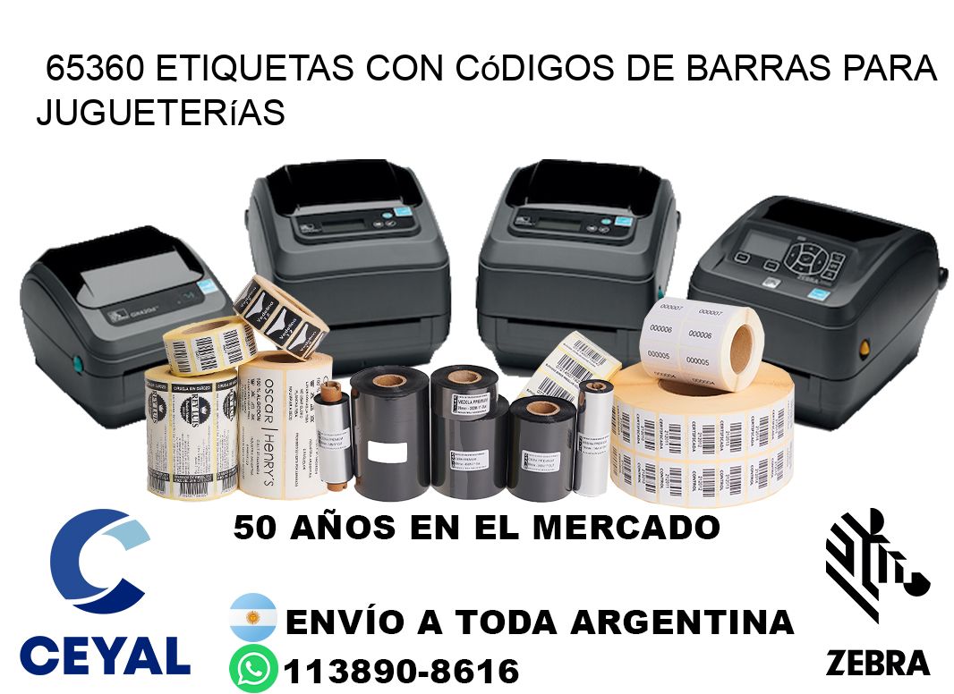65360 etiquetas con códigos de barras para jugueterías