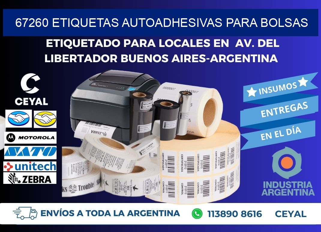67260 etiquetas autoadhesivas para bolsas