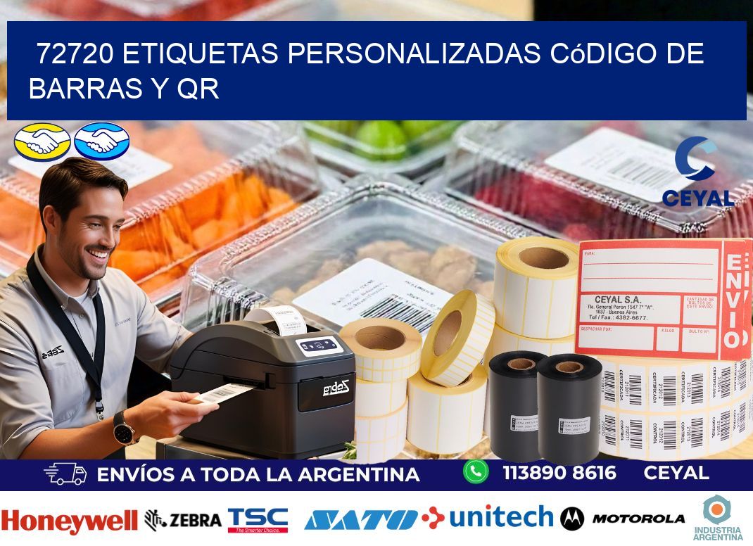 72720 etiquetas personalizadas código de barras y QR