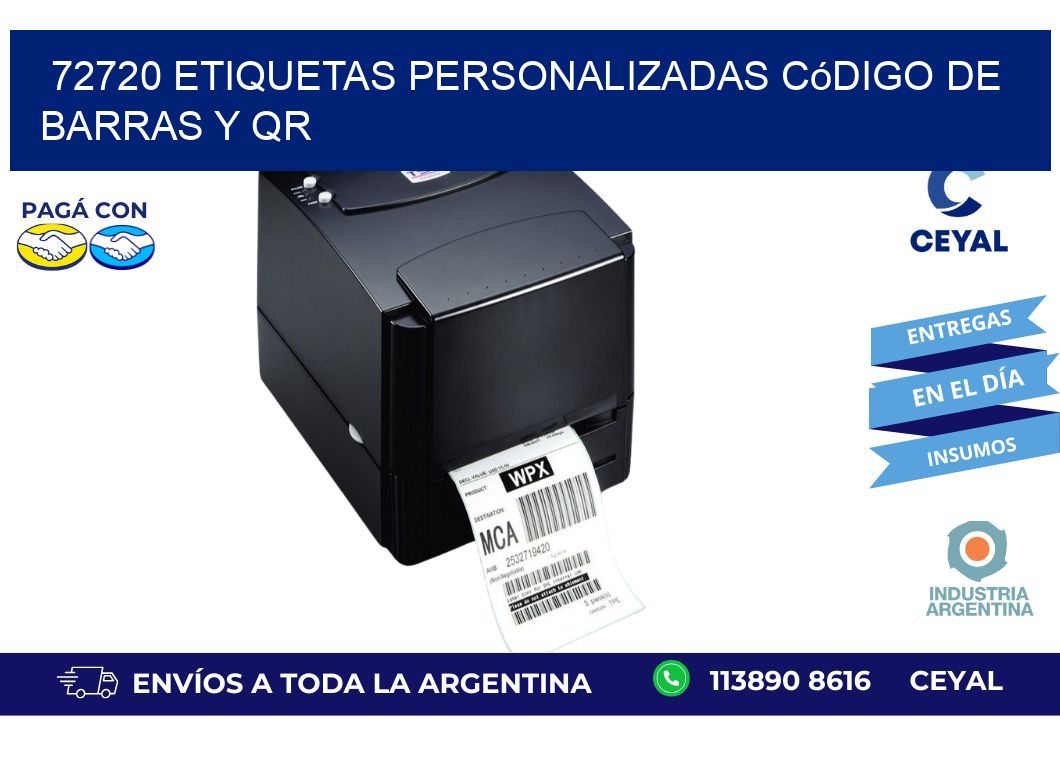 72720 etiquetas personalizadas código de barras y QR