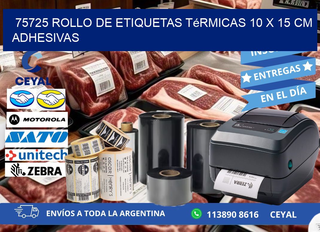 75725 Rollo de Etiquetas Térmicas 10 x 15 cm Adhesivas