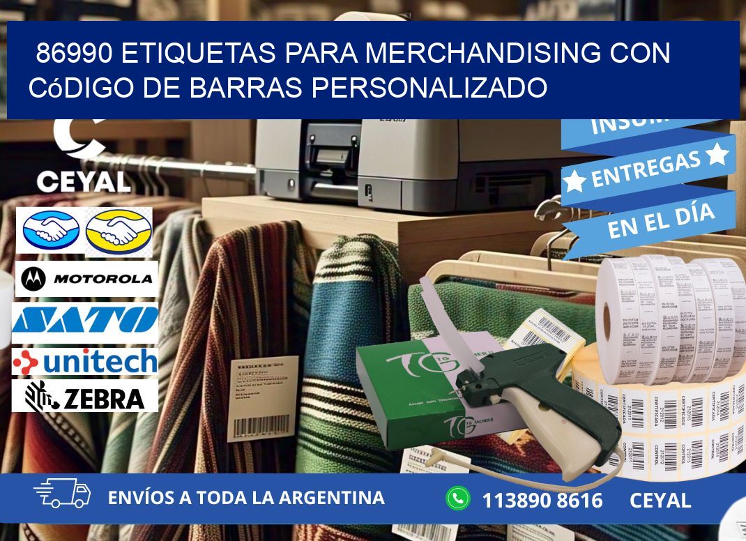 86990 etiquetas para merchandising con código de barras personalizado