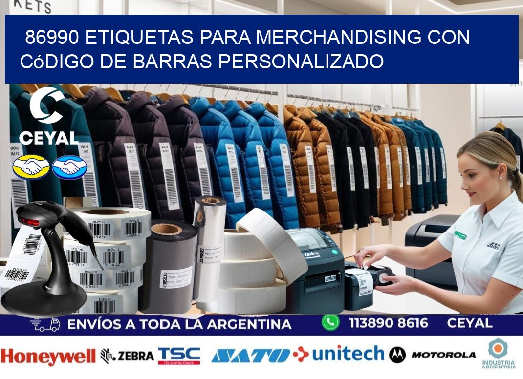 86990 etiquetas para merchandising con código de barras personalizado