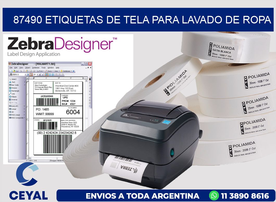 87490 Etiquetas de tela para lavado de ropa
