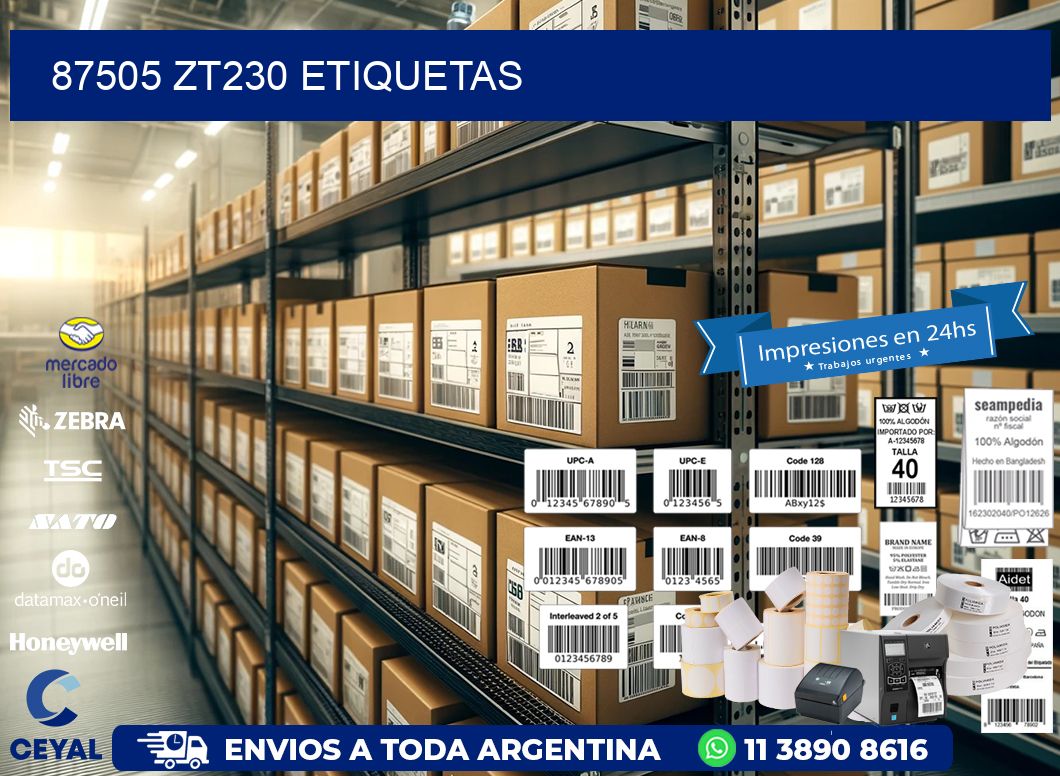 87505 ZT230 etiquetas