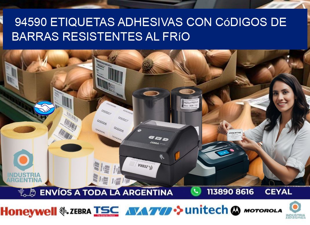 94590 Etiquetas adhesivas con códigos de barras resistentes al frío