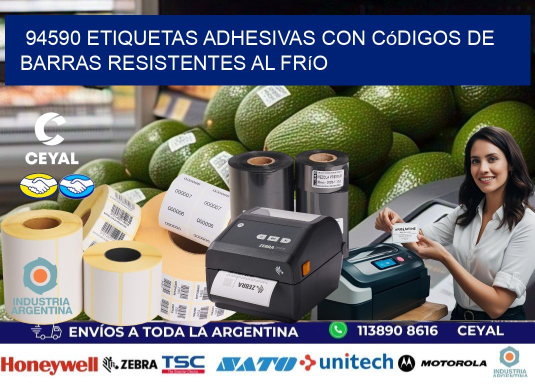 94590 Etiquetas adhesivas con códigos de barras resistentes al frío