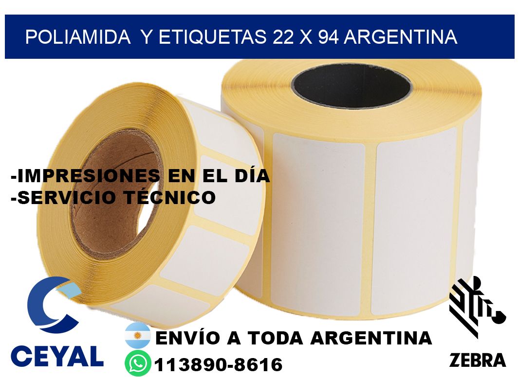 Poliamida  y etiquetas 22 x 94 argentina