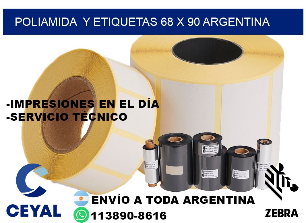 Poliamida  y etiquetas 68 x 90 argentina