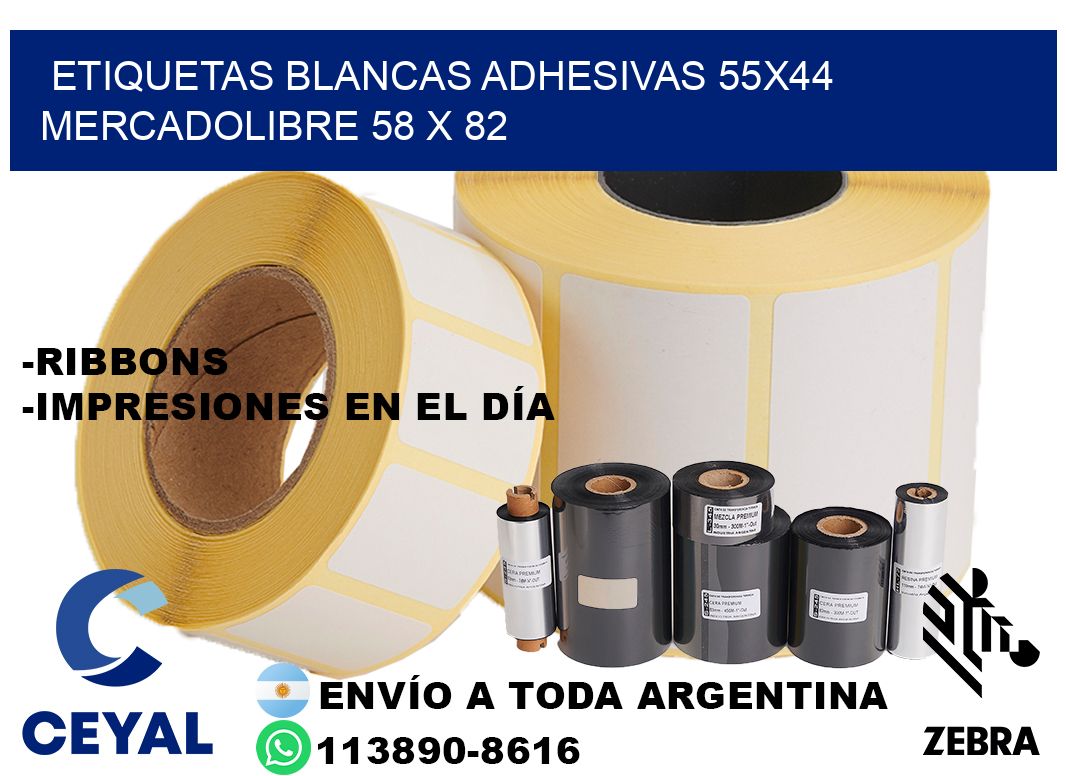 etiquetas blancas adhesivas 55x44 mercadolibre 58 x 82