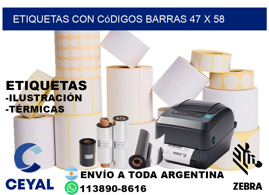 etiquetas con códigos barras 47 x 58