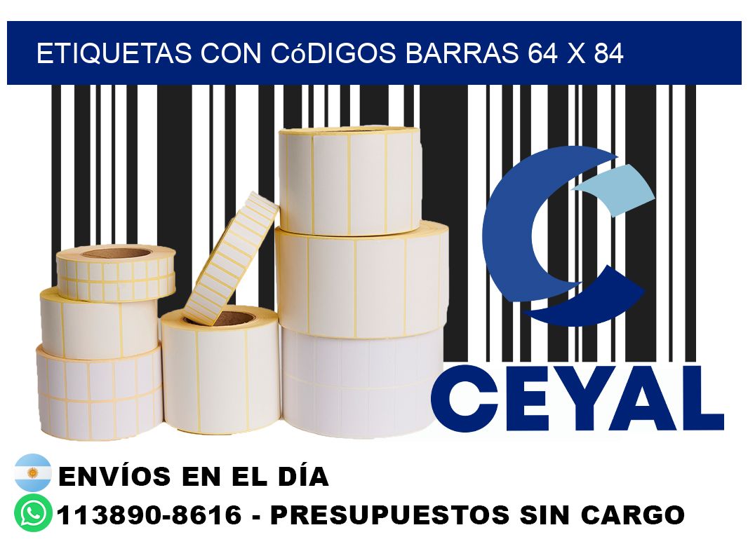 etiquetas con códigos barras 64 x 84