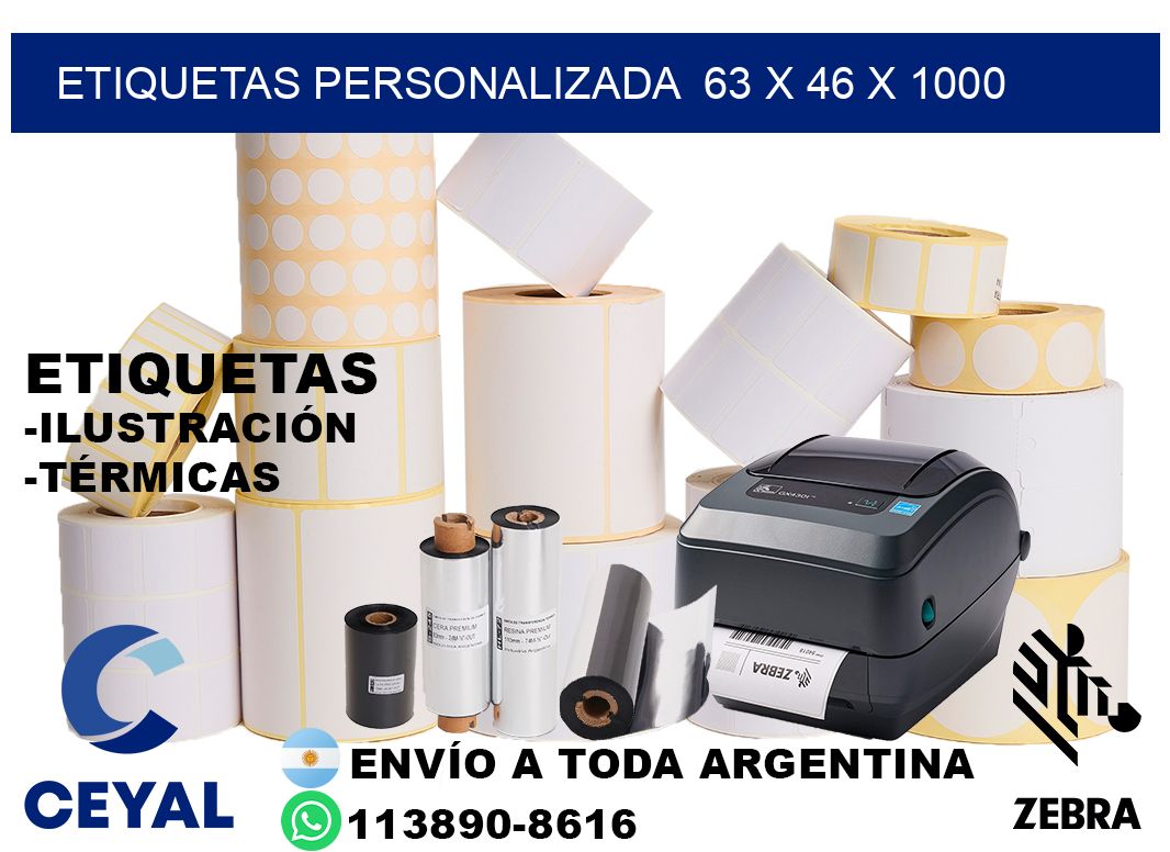 etiquetas personalizada  63 x 46 x 1000