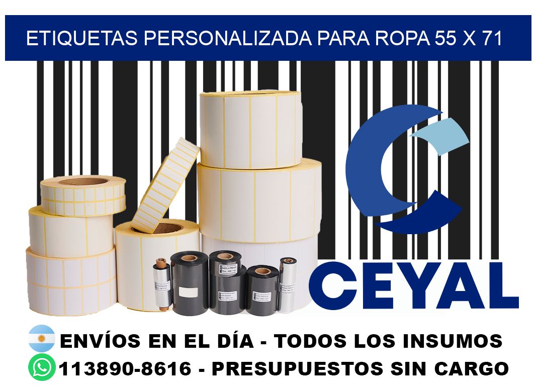 etiquetas personalizada para ropa 55 x 71