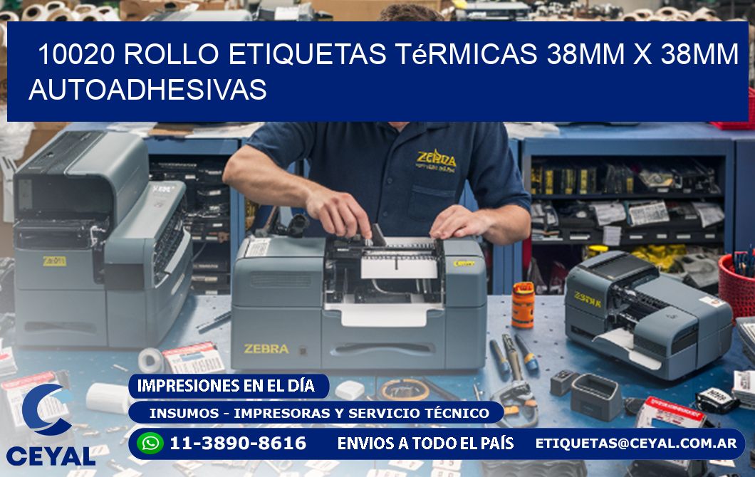 10020 Rollo Etiquetas Térmicas 38mm X 38mm Autoadhesivas