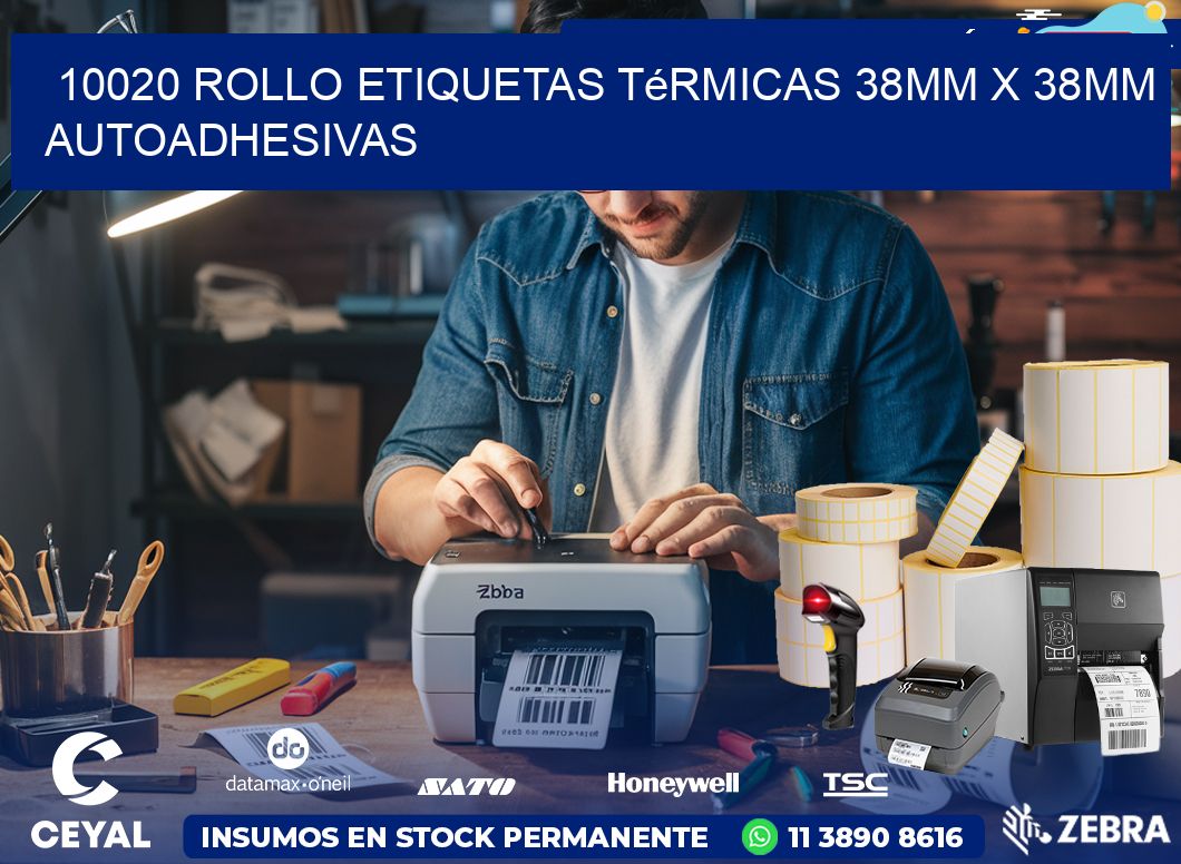 10020 Rollo Etiquetas Térmicas 38mm X 38mm Autoadhesivas