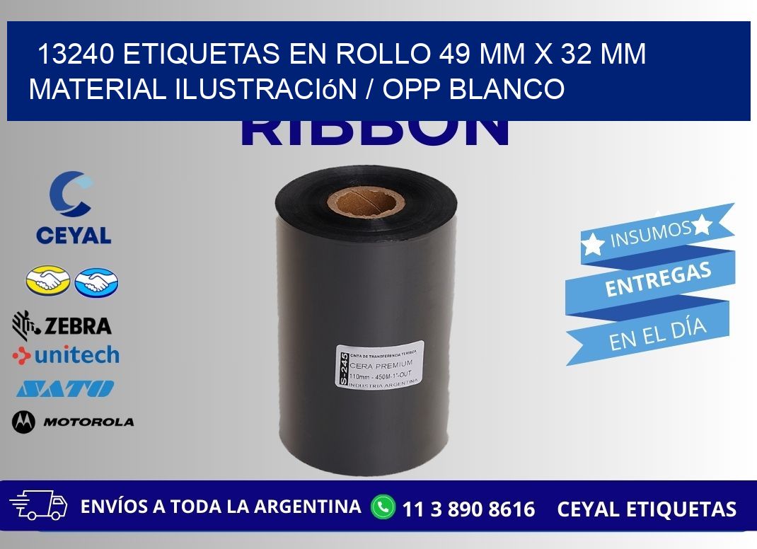 13240 Etiquetas en rollo 49 mm x 32 mm material Ilustración / OPP Blanco