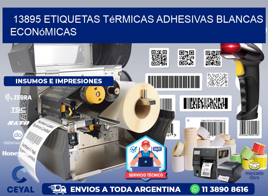 13895 etiquetas térmicas adhesivas blancas económicas