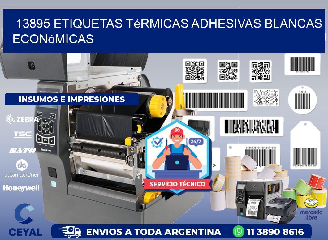 13895 etiquetas térmicas adhesivas blancas económicas