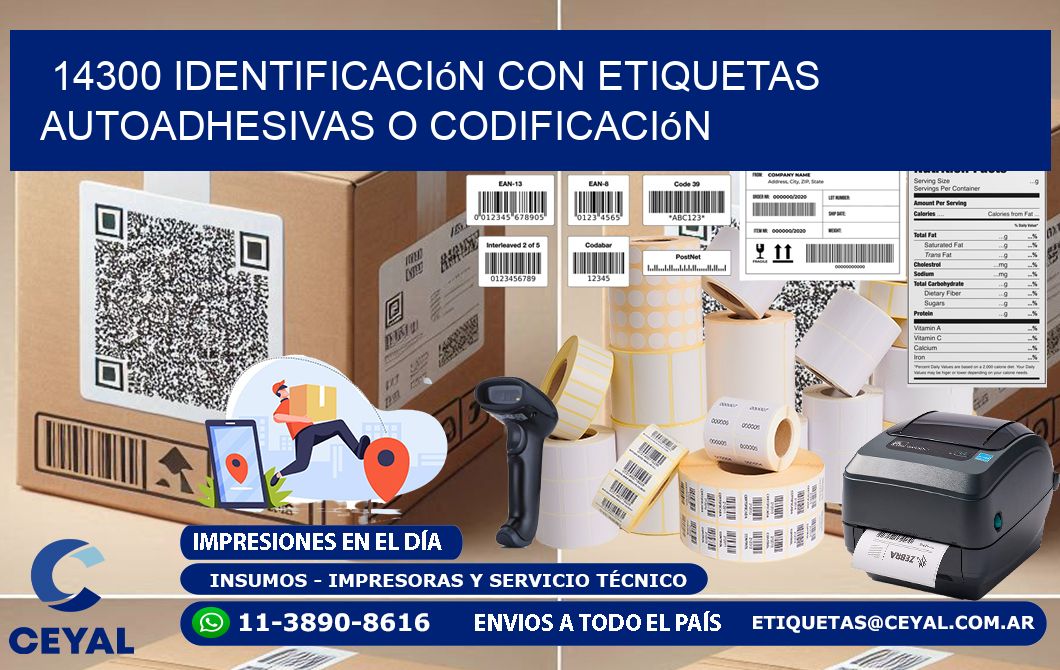 14300 identificación con etiquetas autoadhesivas o codificación