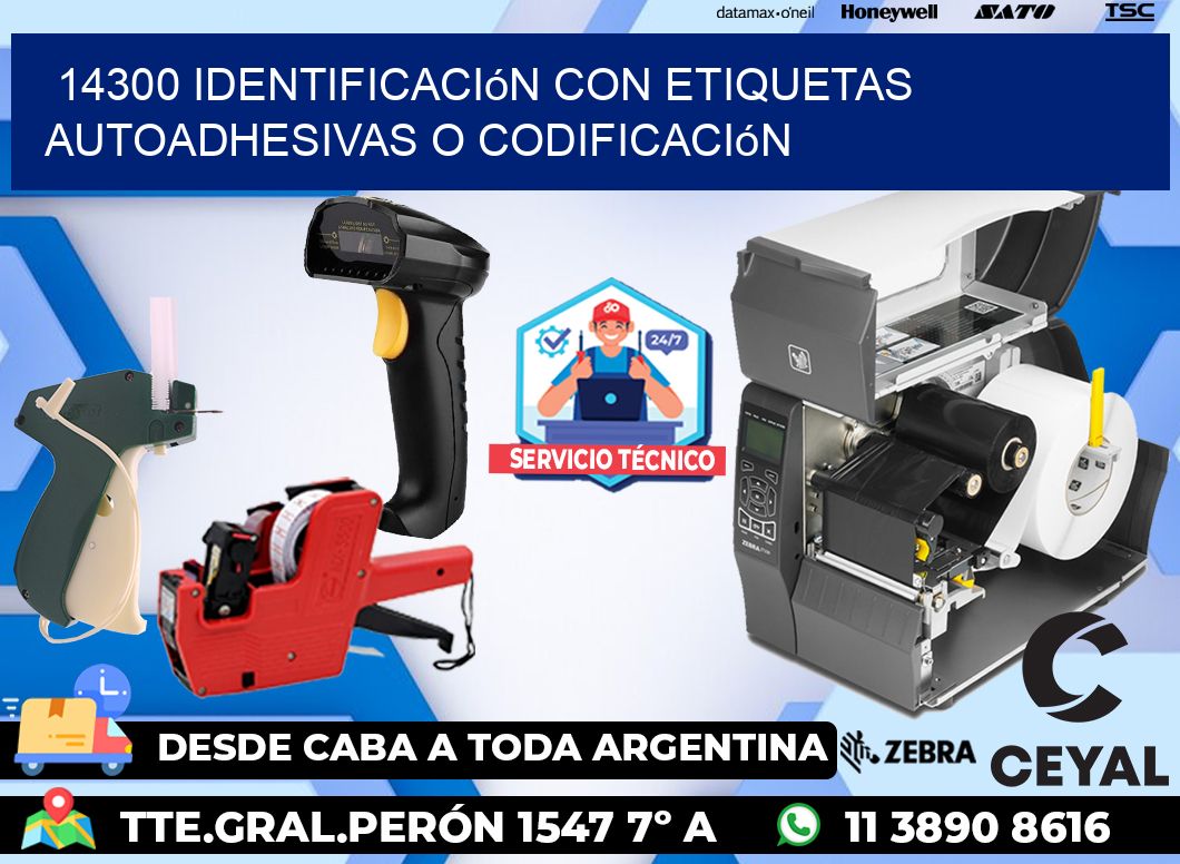 14300 identificación con etiquetas autoadhesivas o codificación