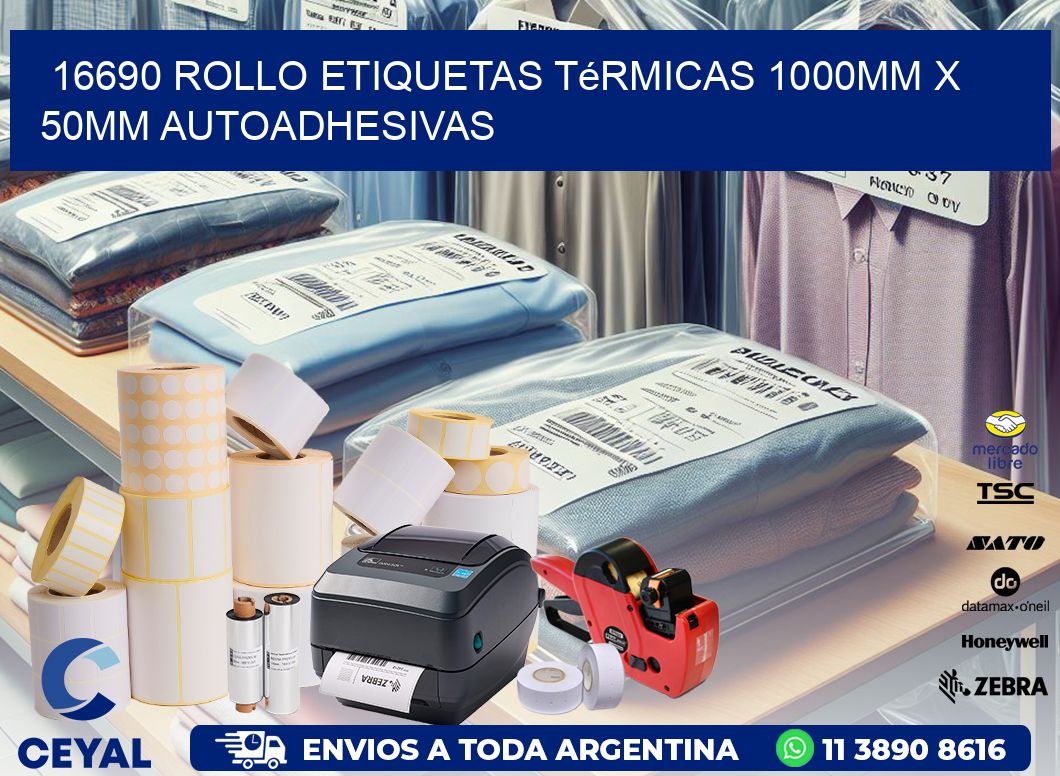 16690 Rollo Etiquetas Térmicas 1000mm X 50mm Autoadhesivas