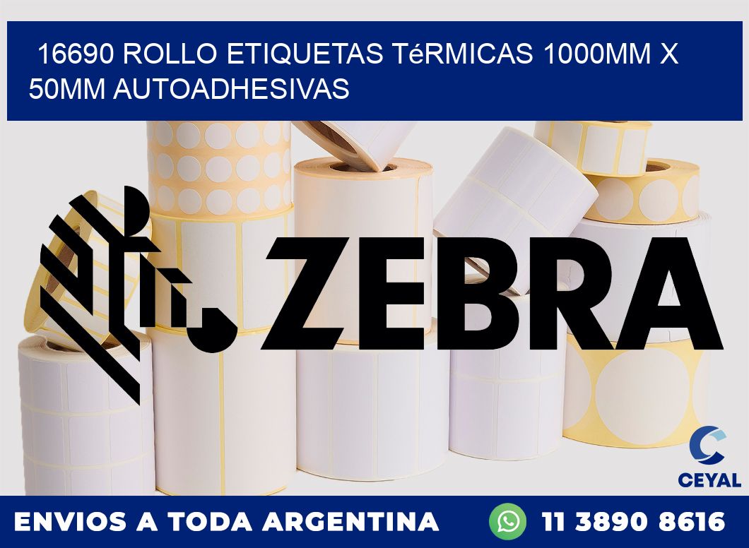 16690 Rollo Etiquetas Térmicas 1000mm X 50mm Autoadhesivas