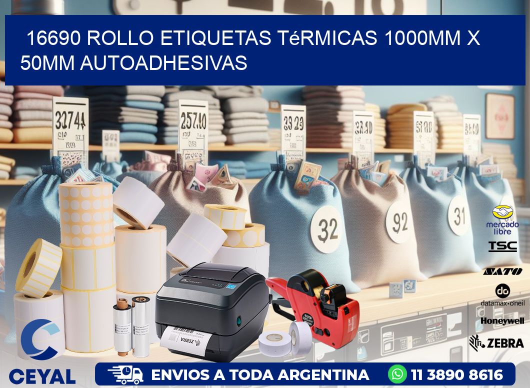 16690 Rollo Etiquetas Térmicas 1000mm X 50mm Autoadhesivas