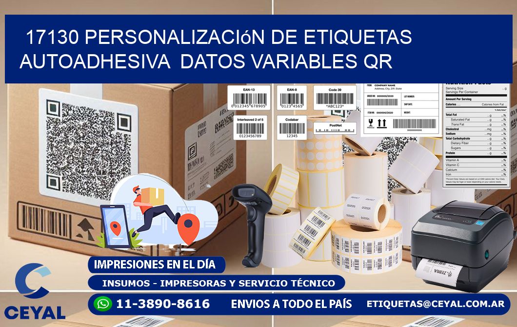17130 Personalización de etiquetas autoadhesiva  datos variables QR