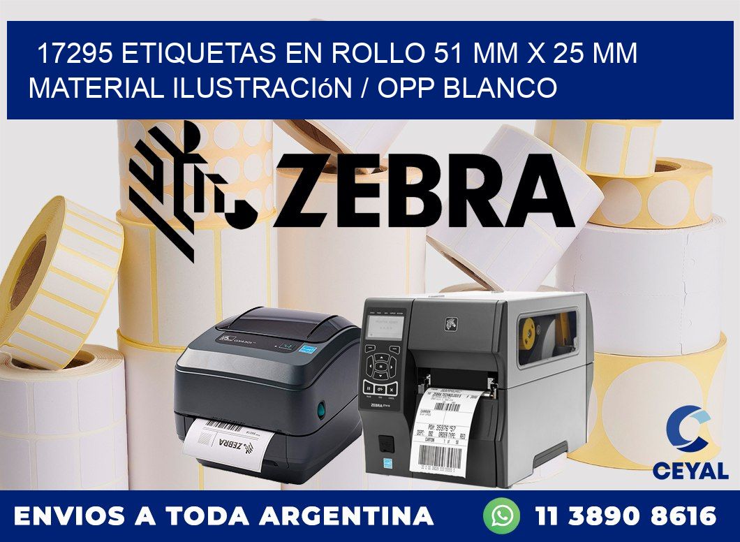17295 Etiquetas en rollo 51 mm x 25 mm material Ilustración / OPP Blanco