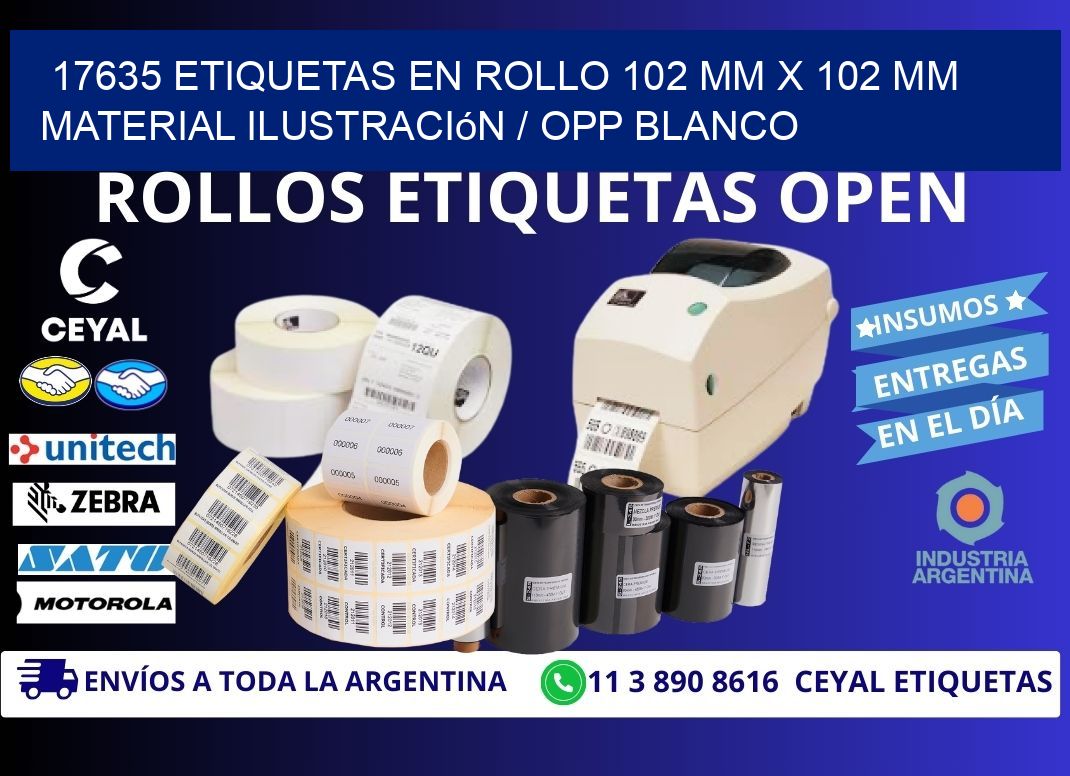 17635 Etiquetas en rollo 102 mm x 102 mm material Ilustración / OPP Blanco
