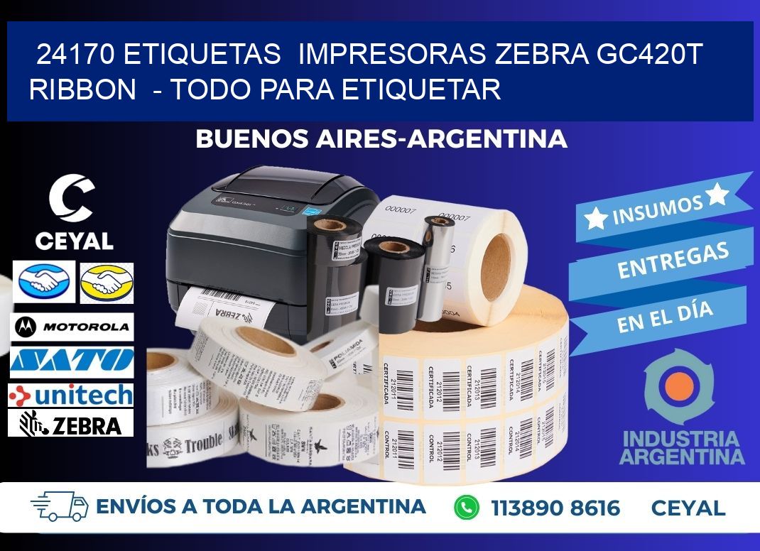 24170 etiquetas  impresoras zebra gc420t ribbon  - Todo para Etiquetar