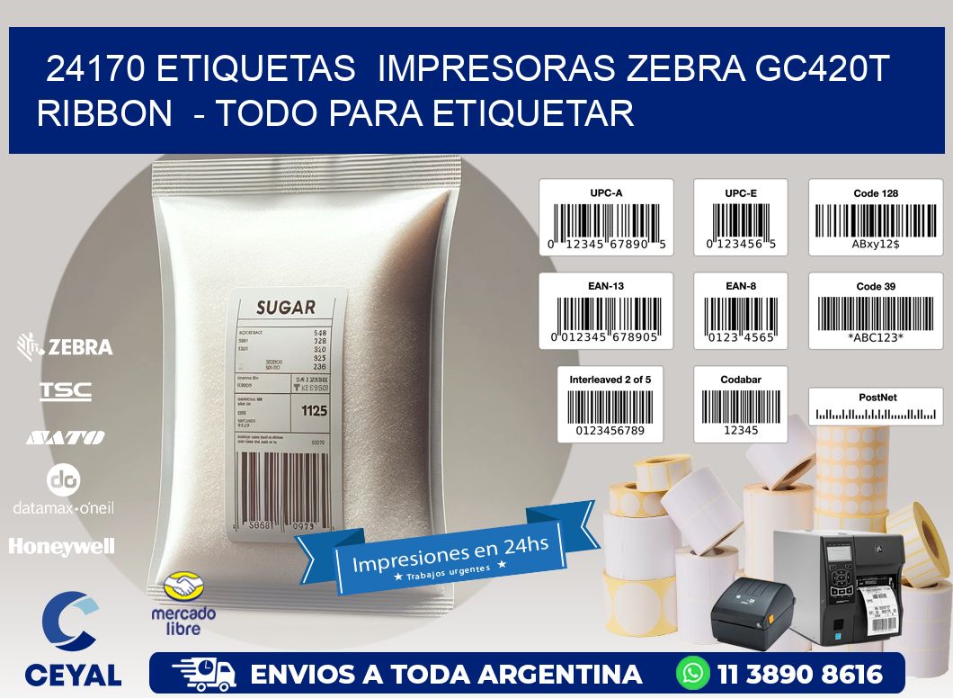 24170 etiquetas  impresoras zebra gc420t ribbon  - Todo para Etiquetar