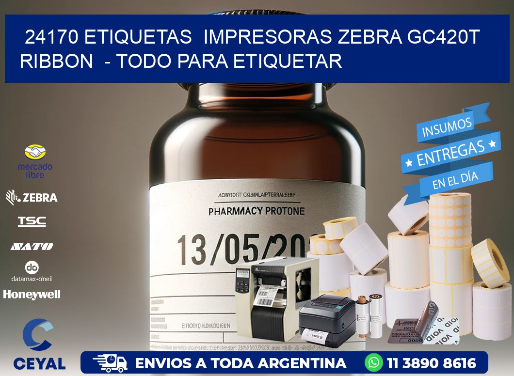 24170 etiquetas  impresoras zebra gc420t ribbon  – Todo para Etiquetar